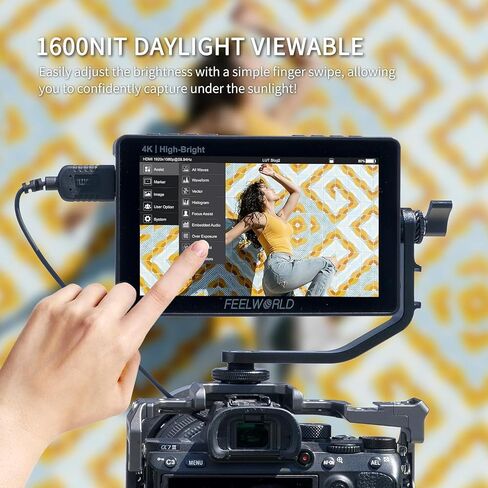 FEELWORLD F5 Pro 5.5 Inch Field Monitor 4K 1920x1080 DSLR HDMI Touch Scree Camera IPS FHD Power Kit to Wireless Transmission Video Assist 5V Type-C Input Tilt Arm (Standard) in Saudi Arabia