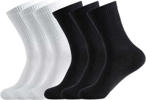Women's Organic Cotton Crew Socks, Soft & Breathable Casual Calf Socks, 6 Pairs in Kuwait