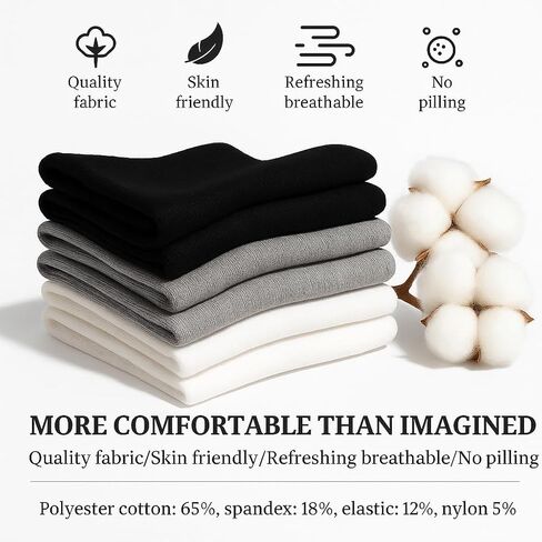 Women's Organic Cotton Crew Socks, Soft & Breathable Casual Calf Socks, 6 Pairs in Kuwait