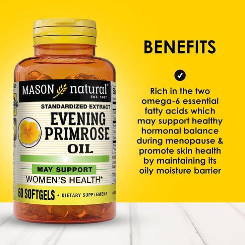 MASON NATURAL Evening Primrose Oil, Relieves PMS Symptoms, Supports Overall Hormone Function, Enhances Women's Health, Softgels, Yellow, 60 Count, Pack of 3 in Saudi Arabia