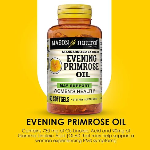 MASON NATURAL Evening Primrose Oil, Relieves PMS Symptoms, Supports Overall Hormone Function, Enhances Women's Health, Softgels, Yellow, 60 Count, Pack of 3 in Saudi Arabia