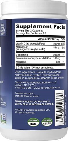 Natural Vitality Calm Sleep, Melatonin & Magnesium Citrate, Sleep Aid Drink Mix, GABA, Sleep Aid, Vegan, Gluten Free & Non-GMO, Mixed Berry, 16 Oz in Kuwait