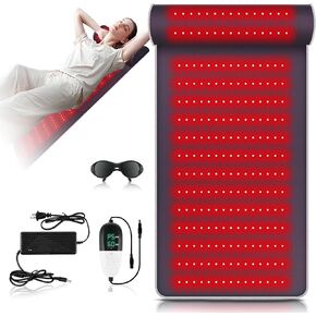2025 New Leather Red Light Therapy Mat, Red Light Therapy Pad with Neck Support, Dual-Wavelength 660nm&850nm Infrared Light Therapy Blanket, Relief Body Neck Back Waist Shoulder Pain, 19.0"x 35.9"