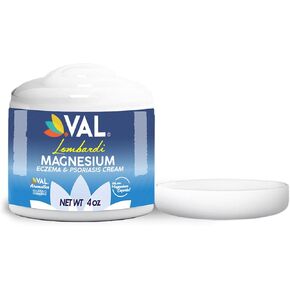 VAL Zechstein Magnesium Chloride Formula, Eczema, Psoriasis, Anti-Itch Cream, Moisturizer with Organic Oils, Almond Oil, Vitamin E, Aloe, Hydrolyzed Oatmeal Protein Best Cream for Dry Skin 4oz