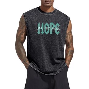 Christian Faith Tank Top for Men Jesus Positive Graphic Shirt Vintage Acid Wash Sleeveless Tee Workout Muscle Tshirt