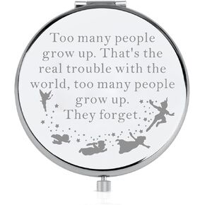 BEKECH Compact Mirror Peter Gift Too Many People Grow Up Faily Cartoon Tales Gift for Princess Lover (Silver)