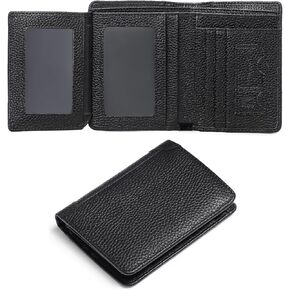 GOIACII Mens Wallet Large Capacity Genuine Leather RFID Blocking Bifold Wallets for Men with ID Window and 15 Card Slots