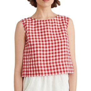 Women Red Gingham Tank Top Y2k Sleeveless Plaid Print Crop Cami Shirt Aesthetic Fairy Summer Going Out Camisole