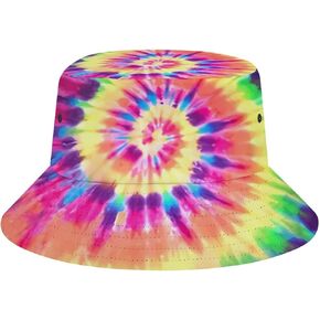 Tie Dye Multi Rainbow Bucket Hat for Women Men Fashion Sun Hat Packable Travel Beach Fisherman Hat