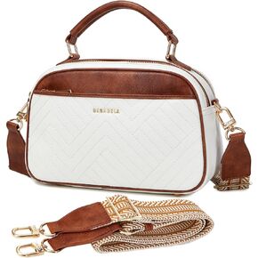 Vegan Leather Satchel Purses for Women, Handmade Top Handle Crossbody Bag, Brown Shoulder Handbags with Adjustable Strap