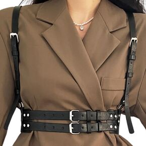 Nicute Leather Body Harness Belt Fashion Black Waist Belts Punk Adjustable Body Accessories for Women