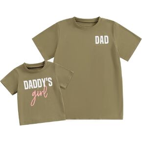 Daddy and Daughter Matching Shirt Letter Printed Short Sleeve Daddys Girl T Shirt Fathers Day Outfit