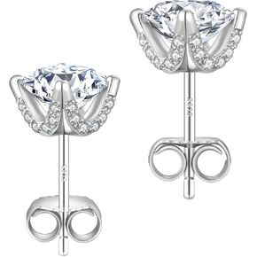 أقراط KRKC Moissanite ، أقراط مسمار الماس الموداء للنساء ، فضية جنيه استرليني مطلية 14 ألفًا ، وتصميم بلوم ، 2 قيراط V VVS1 ، Hypoallergenic ، هدية للزوجة ، أمي ، أمي ، لها