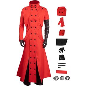 Vash the Stampede Cosplay Outfit البالغات Trigun Costume Red Trench Coat Jacket Stup Pants للرجال