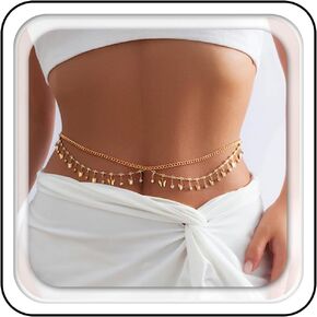 أحجار الراين ذات الطبقات ذات الطبقات ذات الطبقات ذات الطبقات ذات الطبقات الذهب ، شرابة الفراشة ، سلاسل جسم البطن ، إكسسوارات جسم بيكيني الصيفية للنساء