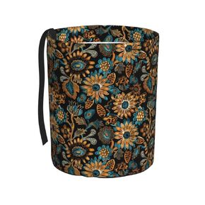 Car Trash Can Garbage Bag Flower Pink Red Floral Boho Leak-Proof Car Trash Bin Pouch Collapsible Daisy Black Retro Large Capacity Trash Can Storage Bag Hanging Hippie Boho Brown Waste Bag