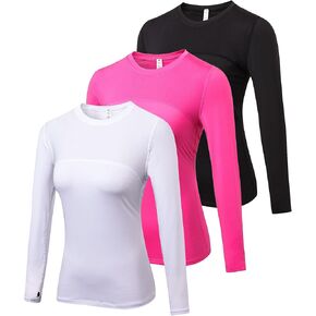 SPVISE Athletic Compression Long Sleeve Women with Thumb Holes Breathable Workout Yoga Tops Dry Fit Running Gym T-Shirt Basic