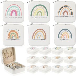 Kenning 12 Pcs Thank You Appreciation Gifts Travel Jewelry Case Employee Appreciation Gifts Inspirational Travel Portable Jewelry Storage Box Organizer for Team Women Coworkers Teacher Nurse Gifts