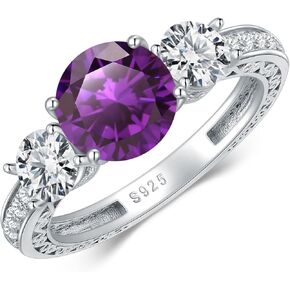 Amethyst Ring for Women 925 Sterling Silver Anniversary Promise Ring for Mother Wife Her