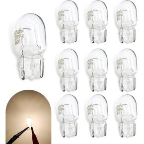 10 PCS Automotive T20 Instrument Indicator Light, 12V Turn Signal Bulb, Quartz Glass Waterproof Housing Monofilament Bulb, Universal for Most Cars (White #7440)