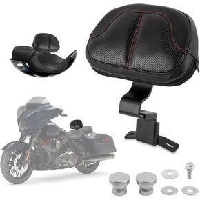 Detachable Sissy Bar Driver Front Backrest Purpose Seat Back Pad Cushion for Touring Street Glide Electra Glide Road Glide Road King 2009-2022(Red)