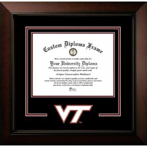 Campus Images Virginia Tech Hokies 15.5w x 13.5h Legacy Black Cherry Spirit Logo Diploma Frame