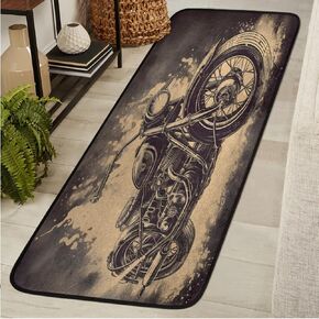 Vintage Motorcycles Runner Rug Transportation Non Slip Area Long Rug Hallway Entry Living Room Modern Carpet (2'x6')