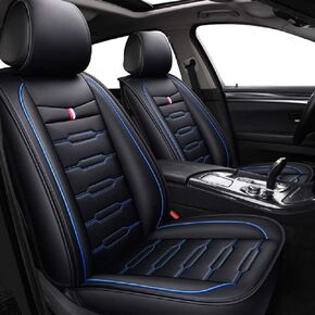 Seat Covers Full Set, Waterproof Leather Seat Covers for Cars, 5 Seats Universal Car Seat Protectors, Black Car Seat Covers Car Seat Cushions Fit for Most Cars (Black)