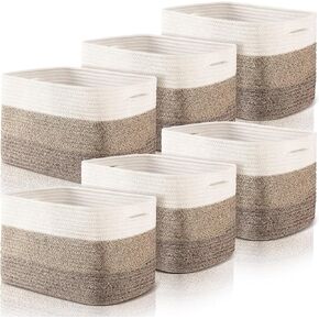 Geetery 6 Pack Woven Basket for Storage Woven Baskets for Organizing Decorative Storage Baskets Storage Bins Cotton Rope Storage Basket for Shelves, Nursery, Playroom and Classroom in Kuwait