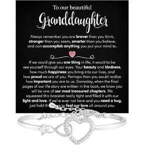 Larvincy To My Beautiful Granddaughter Bracelet With Heartfelt Message & Elegant Box - Granddaughter Gifts from Grandma Grandparents, Love Jewelry On Valentines Day, Birthday, Graduation, Christmas