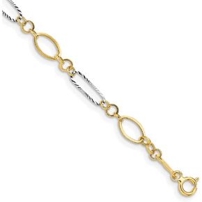 Solid 14k Gold Two-Tone Oval Shapes Bracelet (5mm)