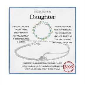 Mother Daughter Bracelets,Daughter Bracelets from Mom, S925 Sterling Silver Love Knot Bracelet for Women,InfinateLove Bracelet, To My Daughter Birthday Gift with Thoughtful Message Card, Gift for Chrismas,Anniversary