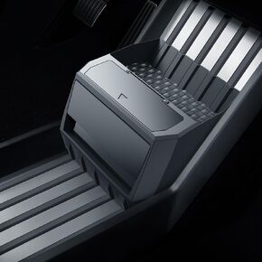 بالنسبة إلى Tesla Cybertruck Floor Console Organizer-[يسهل تثبيته] دفع لفتح 2-in-1 Can Trash Can & Console Storage Leed Leather Heats for 2024 2025 Cybertruck-Waterproof Derer Organizer