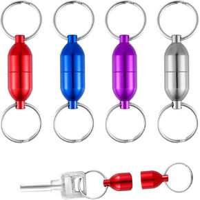 4 Pack Magnetic Quick Release Keychain, Strong Magnetic Key Holder Connector Multipurpose Detachable Pull Apart Key Ring for Purse Women Men (4 Colors)