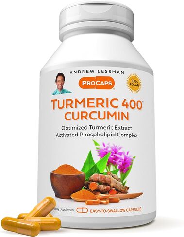 ANDREW LESSMAN Turmeric 400-240 Capsules – 95% Curcuminoids as Phospholipid Complex for Optimum Benefits and Greater Absorption, High Potency Standardized Extract, Small Easy to Swallow Capsules in Saudi Arabia