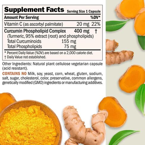 ANDREW LESSMAN Turmeric 400-240 Capsules – 95% Curcuminoids as Phospholipid Complex for Optimum Benefits and Greater Absorption, High Potency Standardized Extract, Small Easy to Swallow Capsules in Saudi Arabia