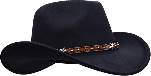 Kids Girls Boys Wide Brim Western Cowboy Cowgirl Hat with Buckle Belt Felt Fedora Hat in Saudi Arabia