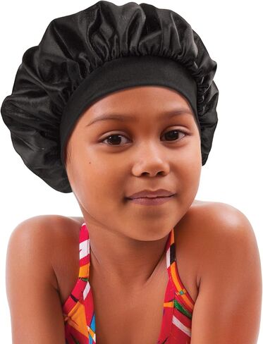 Donna Comfort Band Kid Bonnet - 1pc White Satin Shower Cap, Silk Bonnet for Sleeping in Saudi Arabia