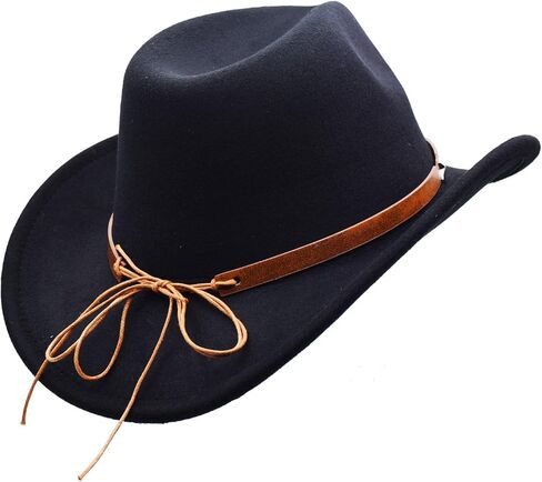 Kids Girls Boys Wide Brim Western Cowboy Cowgirl Hat with Buckle Belt Felt Fedora Hat in Saudi Arabia