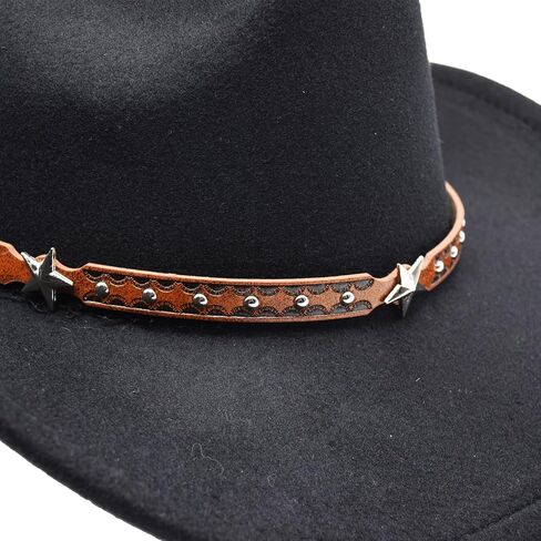 Kids Girls Boys Wide Brim Western Cowboy Cowgirl Hat with Buckle Belt Felt Fedora Hat in Saudi Arabia