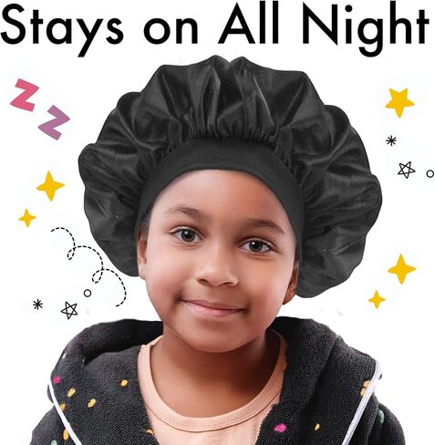 Donna Comfort Band Kid Bonnet - 1pc White Satin Shower Cap, Silk Bonnet for Sleeping in Saudi Arabia