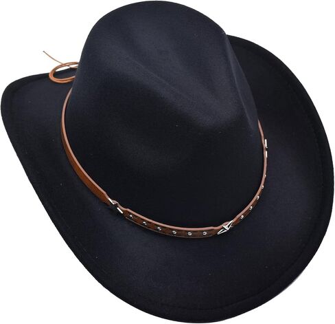 Kids Girls Boys Wide Brim Western Cowboy Cowgirl Hat with Buckle Belt Felt Fedora Hat in Saudi Arabia