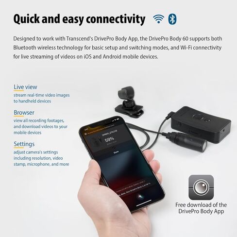 Transcend DrivePro Body 60 Body Camera 64GB 1080p HD TS64GDPB60A in Kuwait