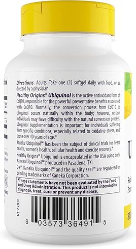 Healthy Origins Ubiquinol (Active Form of CoQ10), 300 mg - Activated Form of CoQ10 - Kaneka Ubiquinol Supplements for Heart Health & Antioxidant Support - Gluten-Free & Non-GMO - 60 Softgels in Saudi Arabia