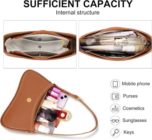 Shoulder Bag for Women Y2K Trendy Underarm Purse， Vegan Leather Clutch Hobo Handbags in Saudi Arabia