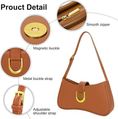 Shoulder Bag for Women Y2K Trendy Underarm Purse， Vegan Leather Clutch Hobo Handbags in Saudi Arabia