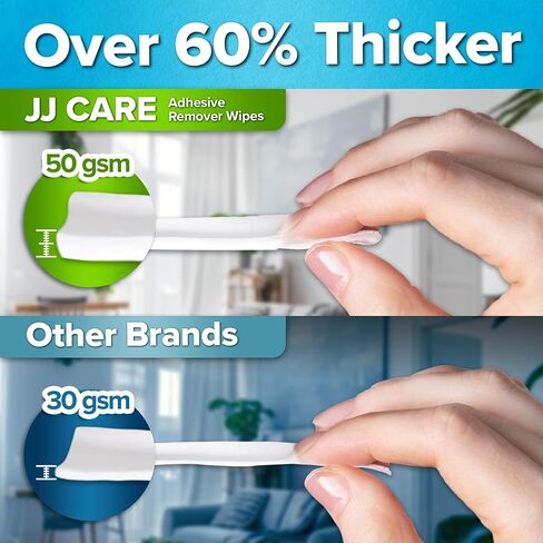 JJ CARE Adhesive Remover Wipes [Pack of 50] 6"x7" Large Stoma Wipes - Medical Adhesive Remover Wipes - Sting Free Adhesive Remover Wipes for Skin Ostomy, Colostomy Devices, Dressings and Medical Tapes in Saudi Arabia