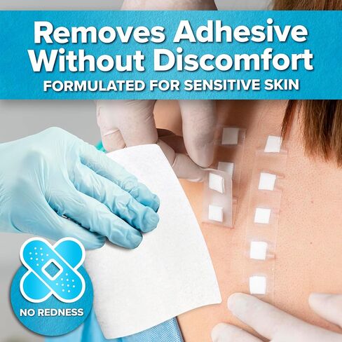 JJ CARE Adhesive Remover Wipes [Pack of 50] 6"x7" Large Stoma Wipes - Medical Adhesive Remover Wipes - Sting Free Adhesive Remover Wipes for Skin Ostomy, Colostomy Devices, Dressings and Medical Tapes in Saudi Arabia