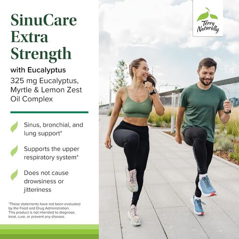 Terry Naturally SinuCare Extra Strength (2 Pack) - 325 mg Eucalyptus, Myrtle & Lemon Zest Oil Complex, 30 Softgels - Sinus, Lung & Bronchial Support Supplement, Non-Drowsy - Non-GMO, Gluten-Free - 30 in Saudi Arabia