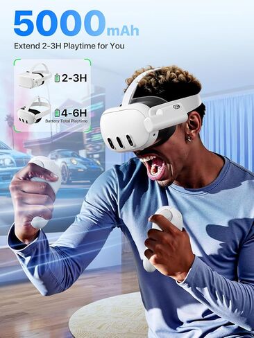 Battery Pack for Oculus Quest 2, Accessories for Oculus Quest 2 Headset, 5000mAh Extended Power Compatible with Meta Quest 2 Oculus Original Strap and Elite Strap Extended Play time VR Power Bank in Saudi Arabia
